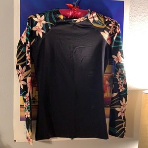 Billabong Black Rash Guard with green and pink flowers!